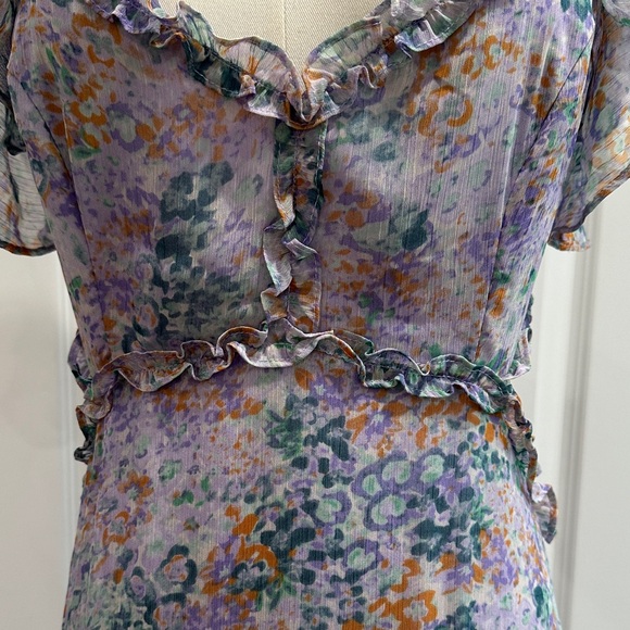 NWT Astr The Label Lilac Floral Cutout Chiffon Maxi Wedding Guest Dress Size XL - Picture 5 of 14